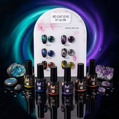 9D-Cat Eye Gel Polish Set (6 Pcs x 12ml) MC MEE Professional Magnetic UV LED Nail Art Gel Collection