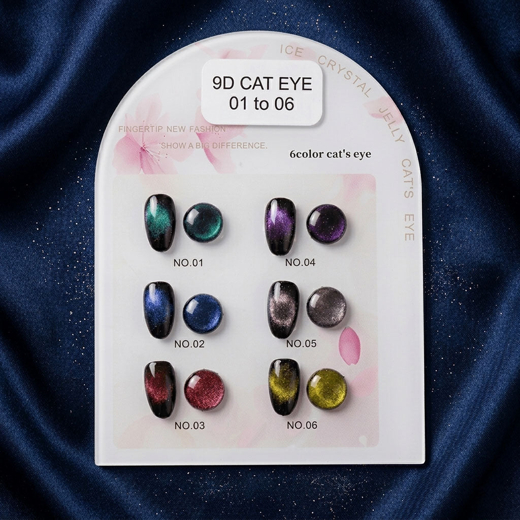 9D-Cat Eye Gel Polish Set (6 Pcs x 12ml) MC MEE Professional Magnetic UV LED Nail Art Gel Collection