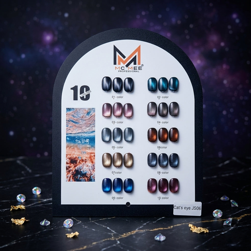 15ml Cat Eye Gel Polish Set (10 Pcs) MC MEE Professional JS06 Floating Sunlight Magnetic UV/LED Nail Art Collection