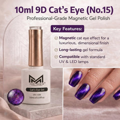 9D Purple Cat Eye Gel Polish (Shade No. 15) MC MEE Professional