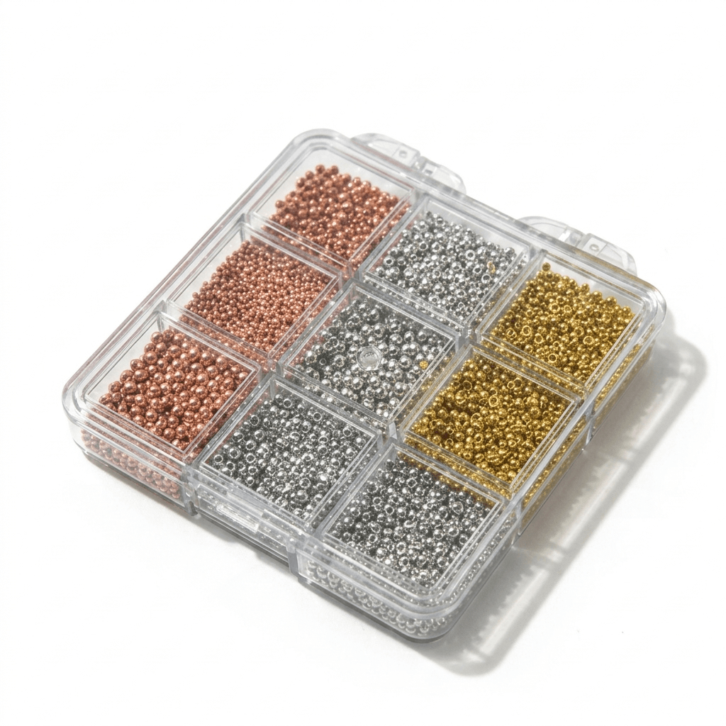 Mix Pearls 9 Grid Box for Nail Art Decoration | Multi Size Pearl Beads Set