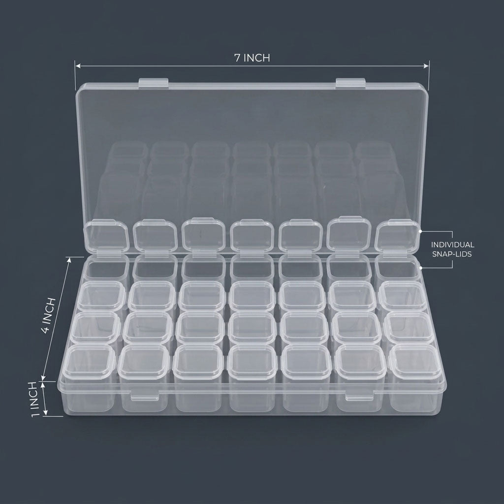 28 Grid Empty Storage Box for Jewelry, Nail Art & Craft Supplies | Transparent Organizer Case