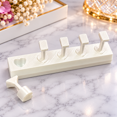 Pearl White Nail Art Press - On Nail Display Stand with 5 Removable Holders