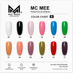 Chart-B 12pcs Set MC MEE Professional Gel Polish Collection | Gel Polish Mini Set for Home Use or Beginner