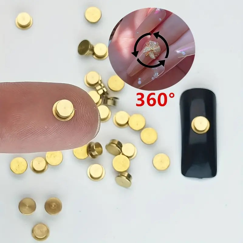 Gold Spinner Nail Art 3mm (2 pcs) | Mini Gold Spinner Nail Decoration Charm