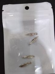 Silver Feather Nail Charms – 3D Metal Leaf Feather Nail Art Accessories