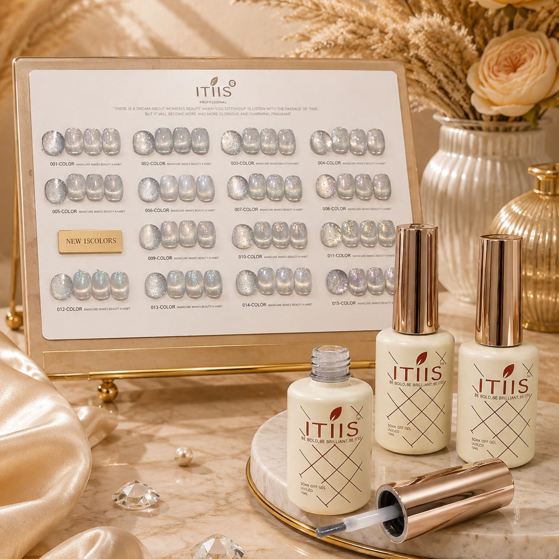 Magic Shine 15ml Silver Rainbow Cat Eye Gel Polish Set – 15 Colors ITIIS Professional | Studio Special Kit