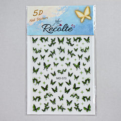 5D Green Butterfly Nail Art Stickers Recolte