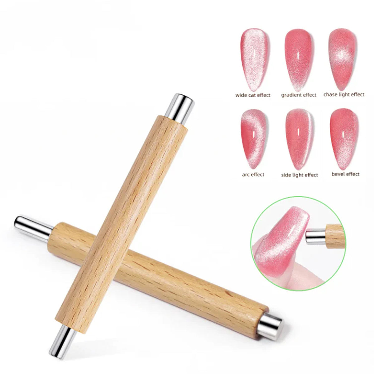 Cat Eye Wooden Handle Nail Magnet – Nail Art Magnet Tool for Magnetic Gel Polish