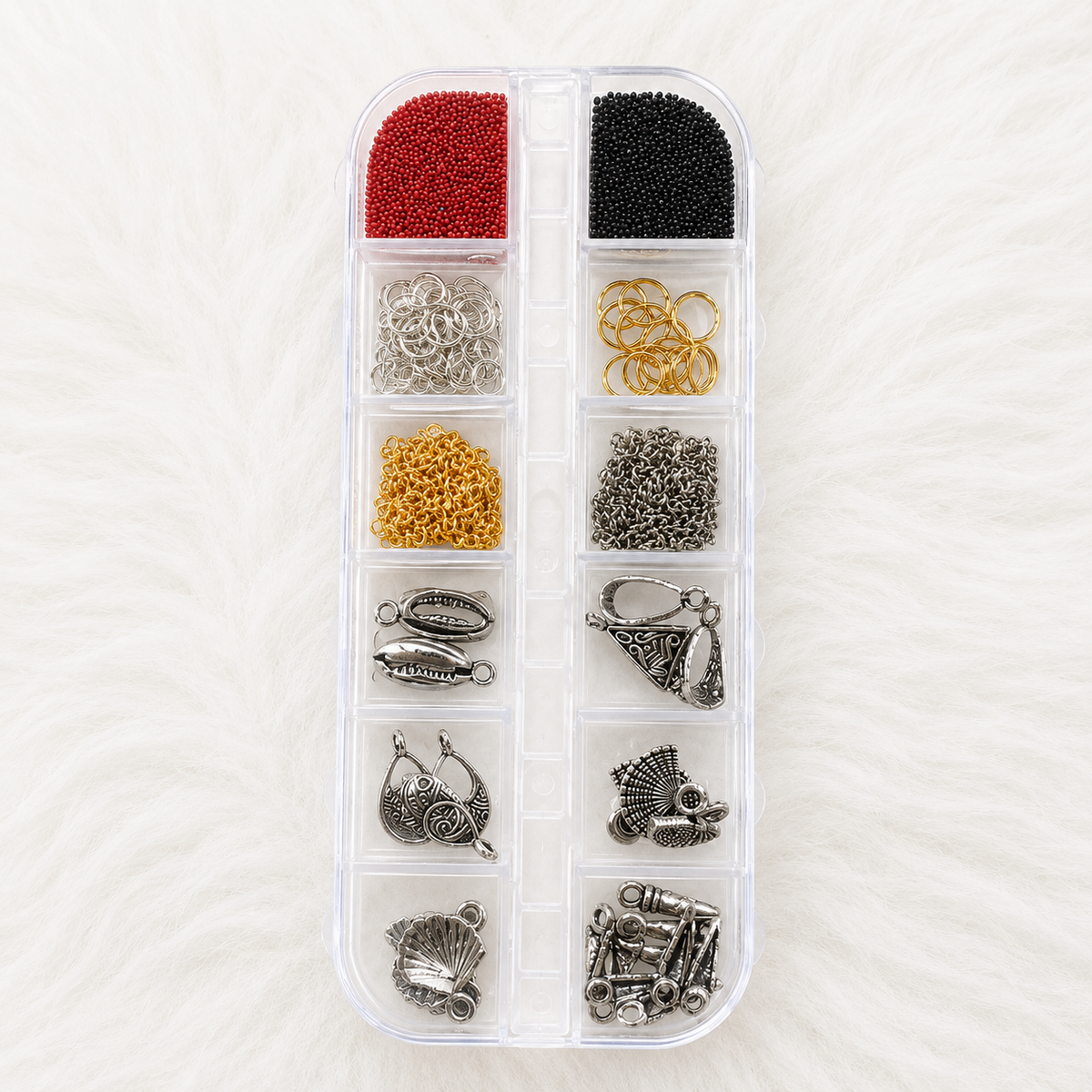 ND3 Navratri Nail Art Charms Set (12 Grid) | Traditional Festival Nail Decoration Charms for Nail Art