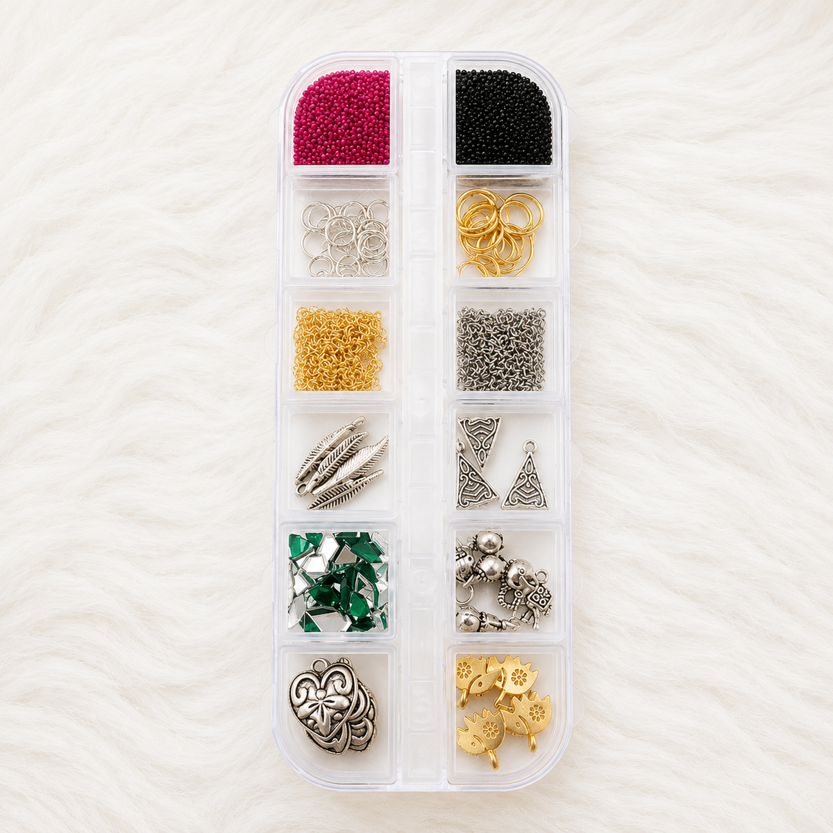 ND4 Navratri Nail Art Charms Set (12 Grid) | Traditional Festival Nail Decoration Charms for Nail Art
