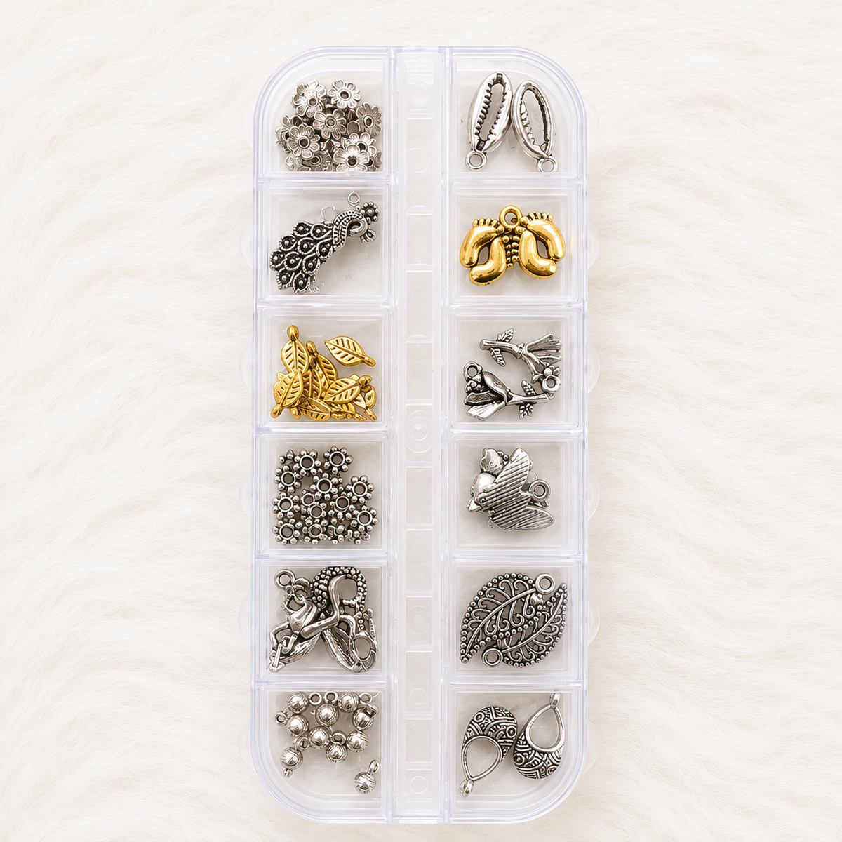 ND8 Navratri Nail Art Charms Set (12 Grid) | Traditional Festival Nail Decoration Charms for Nail Art