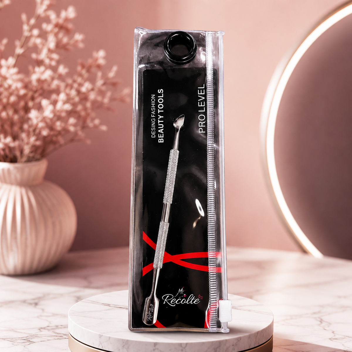 Premium Cuticle Pusher & Nail Cleaning Tool Recolte Professional – Double Side Stainless Steel Nail Art Tool