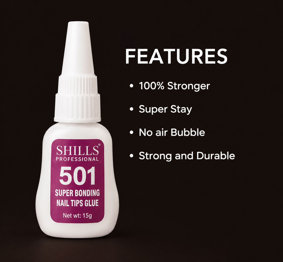 501 Nail Glue for Nail Art 15g Shills Professional – Strong Quick Dry Nail Adhesive