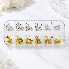 Gold & Silver Half Beads Mix for Nail Art