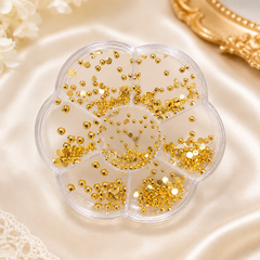Gold Half Beads for Nail Art | Half Round Metallic Nail Decoration Beads