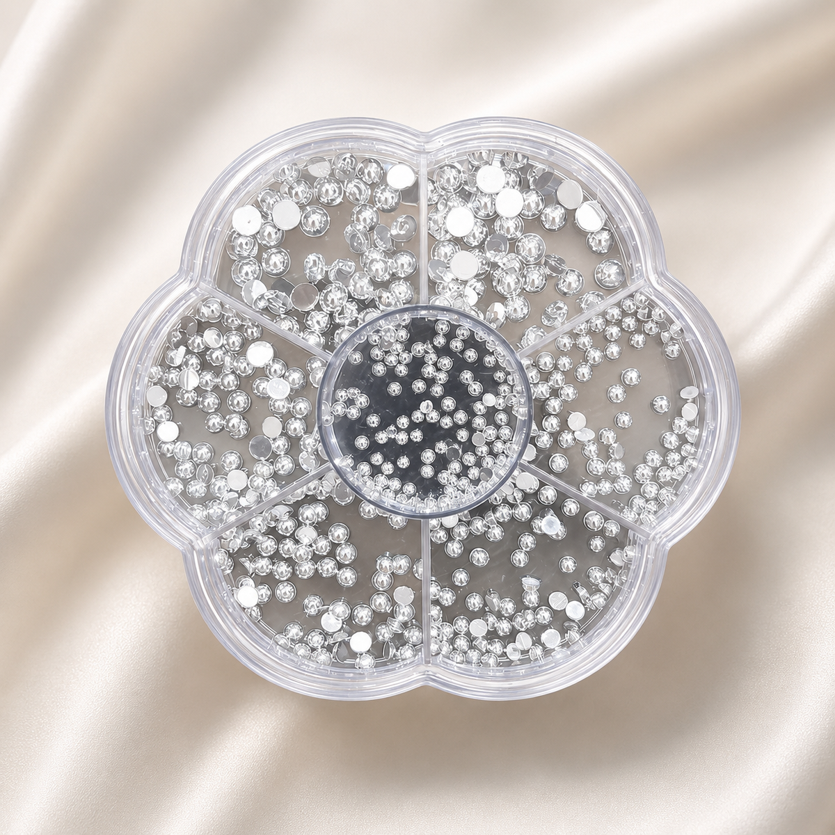 Silver Half Beads for Nail Art | Half Round Metallic Nail Decoration Beads