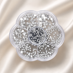 Silver Half Beads for Nail Art | Half Round Metallic Nail Decoration Beads