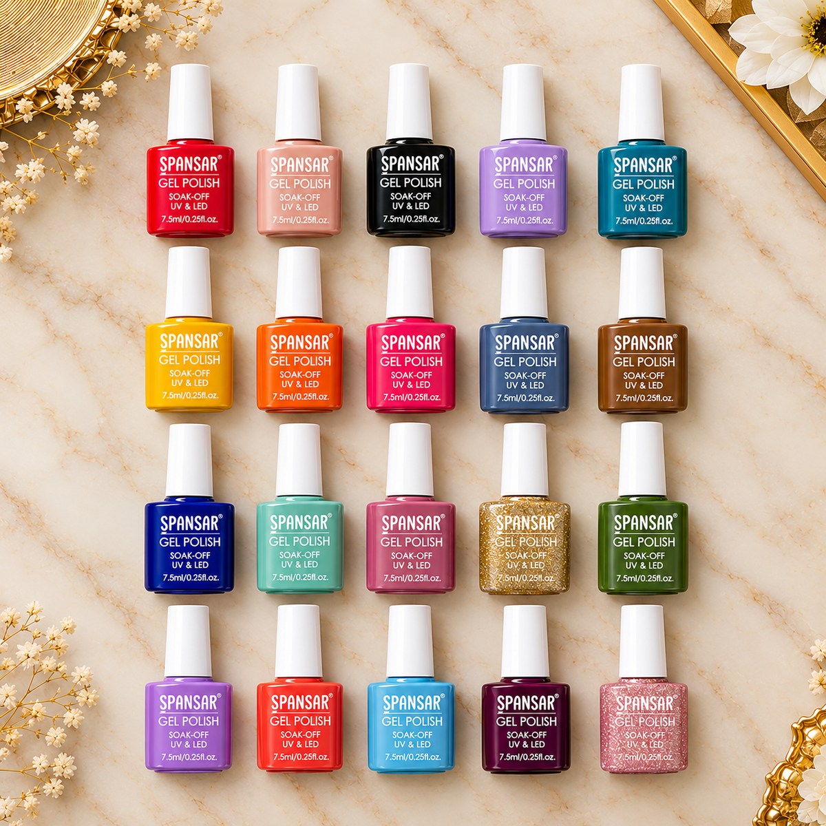 20 Colors Sponsor Gel Polish – 7.5ml Combo Set | UV & LED Soak-Off Gel Polish