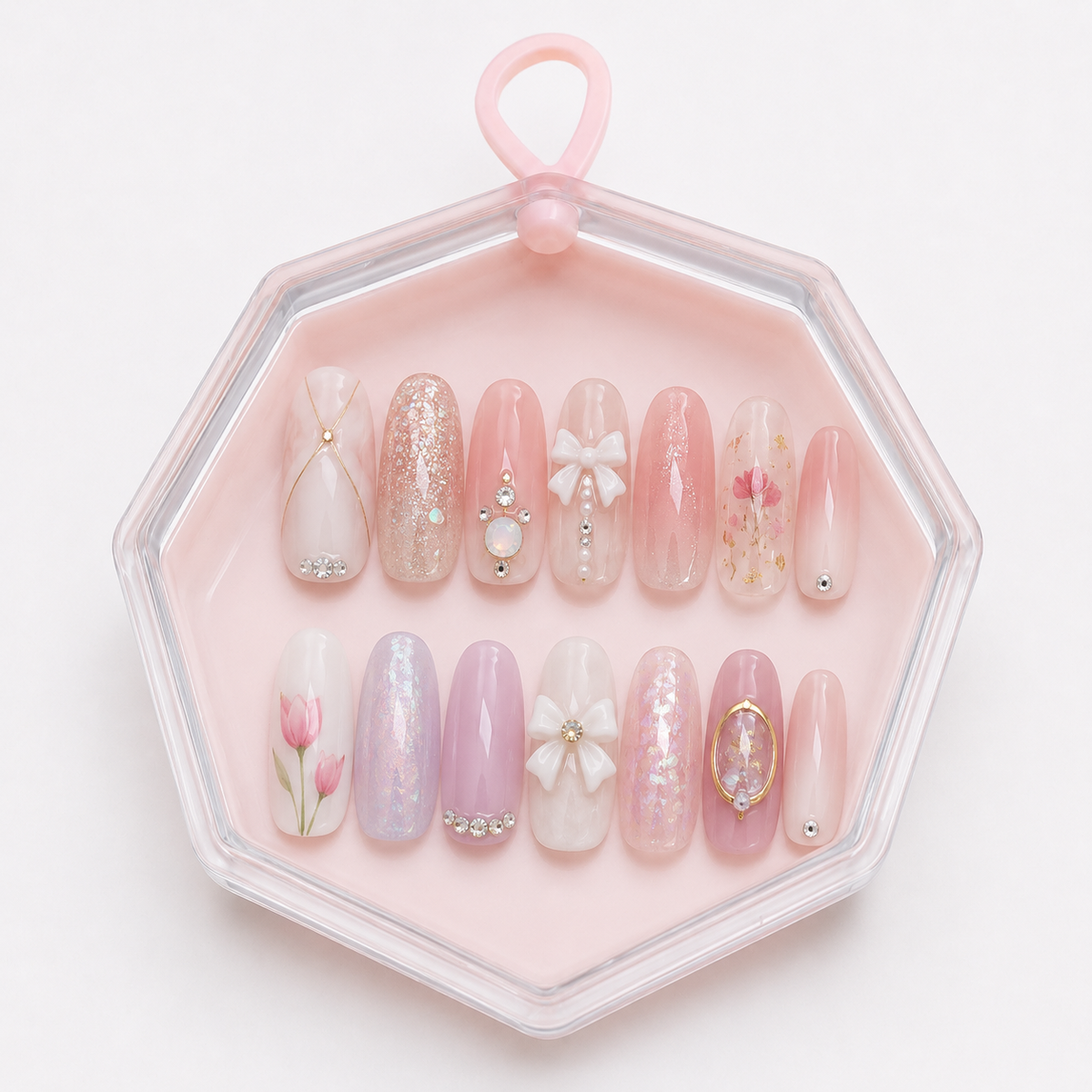 Press-On Nail Octagon Box – Professional Nail Art Display & Press-On Nail Stand