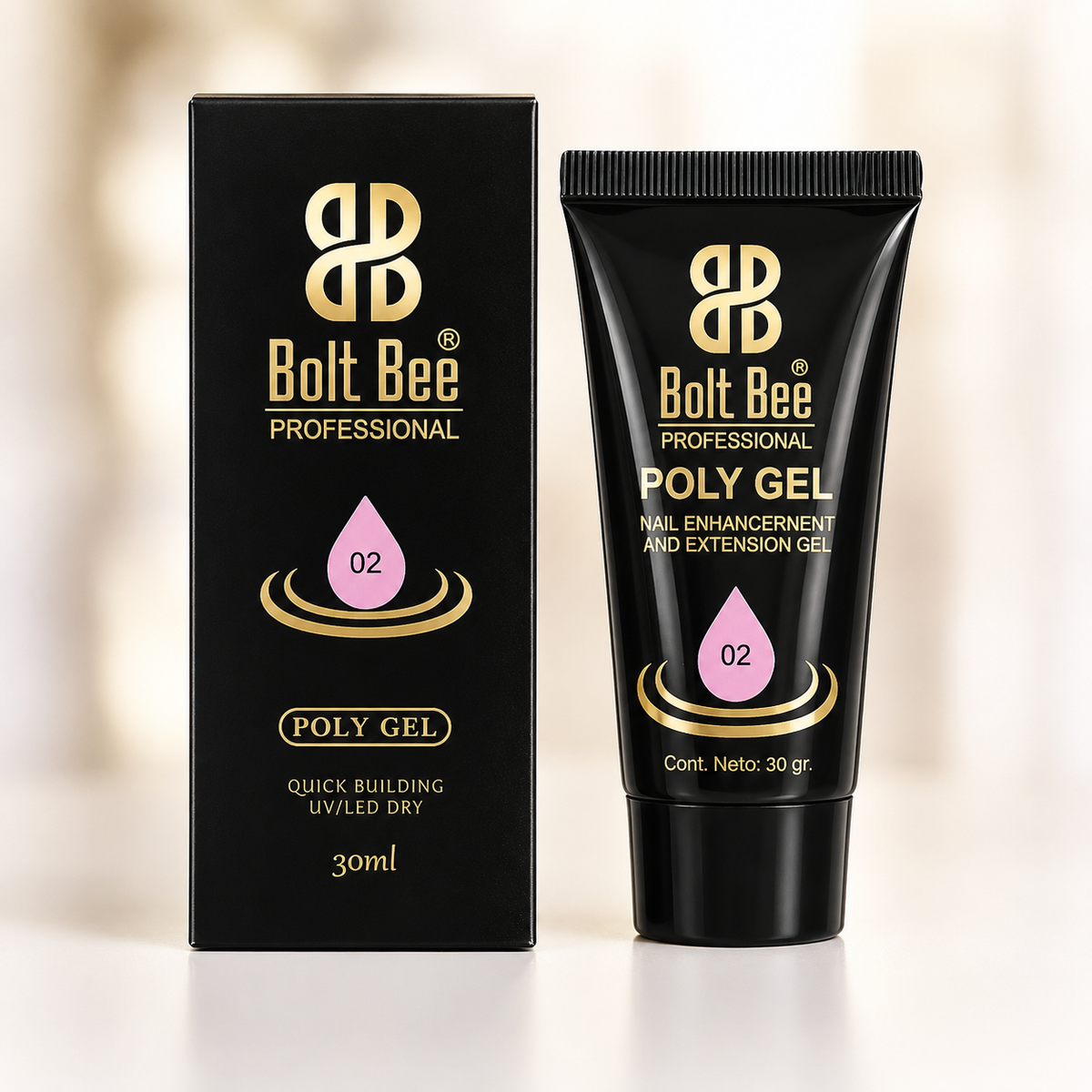 Poly Gel 02 Pink, 05 White 30ml Bolt Bee Professional – Nail Extension & Nail Enhancement Gel