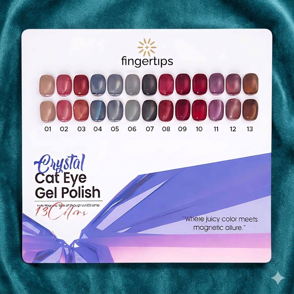 Crystal Cat Eye Polish Set 10ml Fingertips | Magnetic UV LED Soak-Off Cat Eye Polish