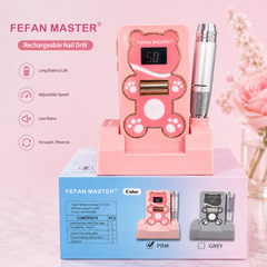 Nail Drill Machine Fefan Master Professional Rechargeable Electric Nail File for Gel & Acrylic Nails ( PINK AND GRAY )