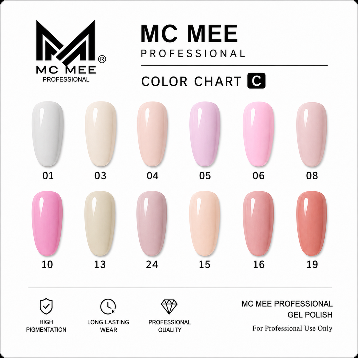 Chart-C 12pcs Set MC MEE Professional Gel Polish Collection | Gel Polish Mini Set for Home Use or Beginner