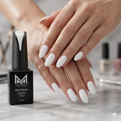 White Gel Polish 15ml MC MEE Professional – High Pigment UV/LED Soak Off Nail Gel for Salon & Home Use