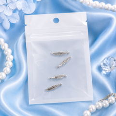 Silver Feather Nail Charms – 3D Metal Leaf Feather Nail Art Accessories