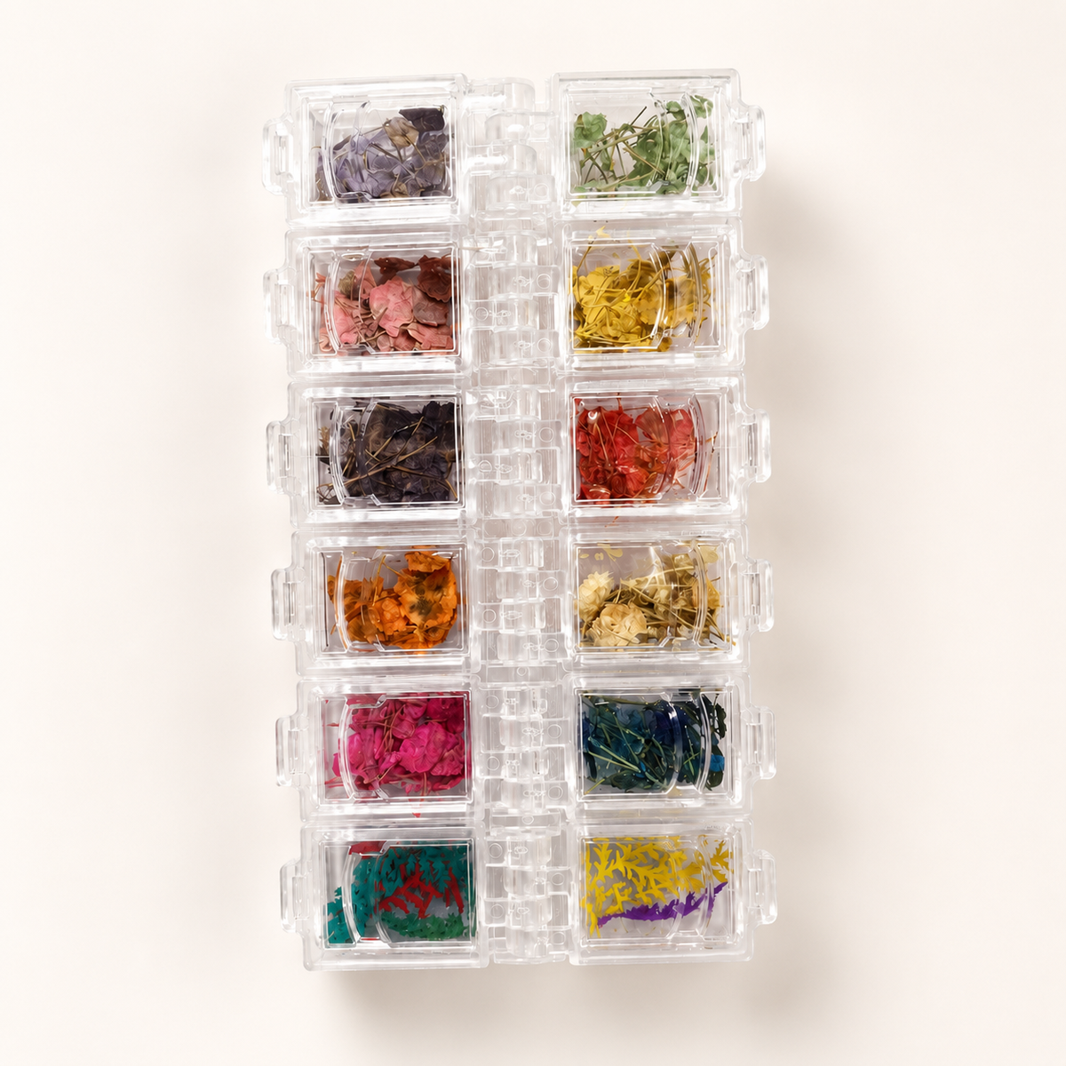 12 Grid Dried Flower Nail Art Decoration Box | Real Dry Flower Nail Art